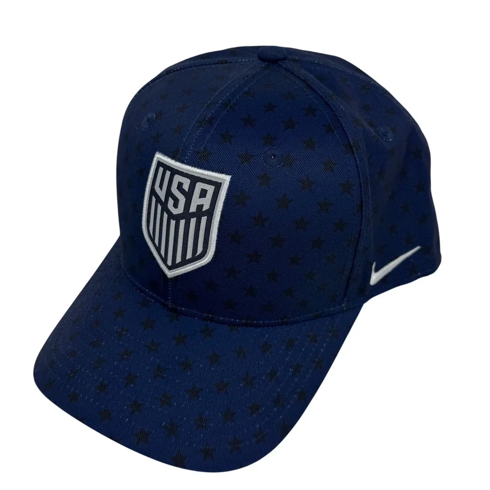 Nike USA Soccer National Team Rise Cap Navy Blue Star Print Snapback Hat OSFM